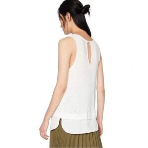 J.CREW Drapey Tank Top Women's Cream White Mixed Media Sleeveless Tunic Blouse S